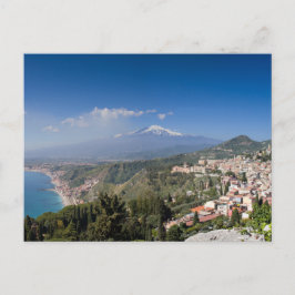 Postal Sicília - Taormina na frente do cartão de Etna