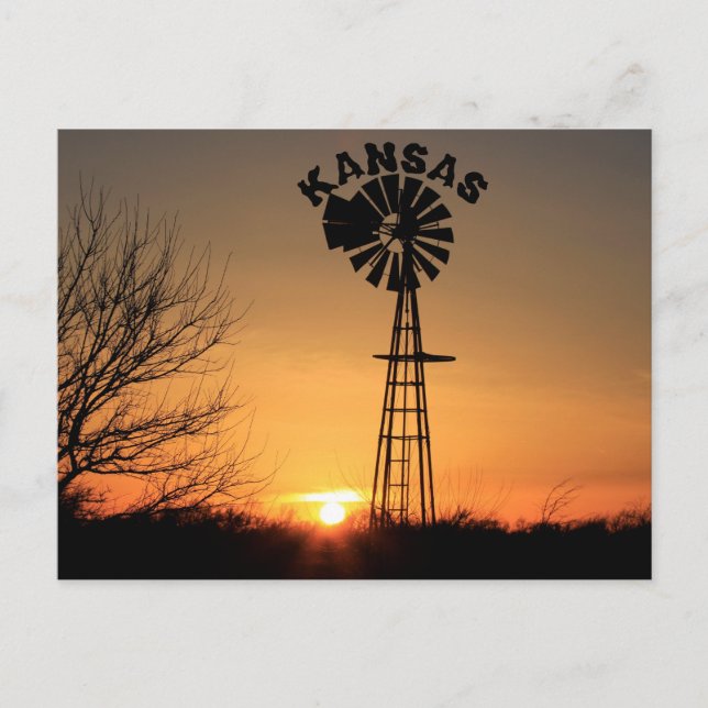 Postal Silhouette de Kansas Sunset com um Cartão de Posto (Frente)
