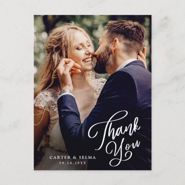 Postal Simples Cartão de Agradecimento de Casamento com F (Frente)