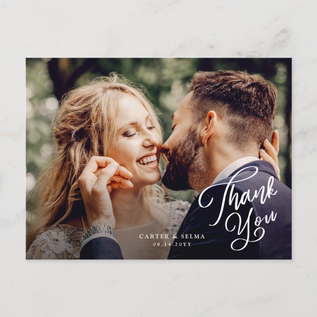 Postal Simples Cartão de Agradecimento de Casamento com F (Frente)