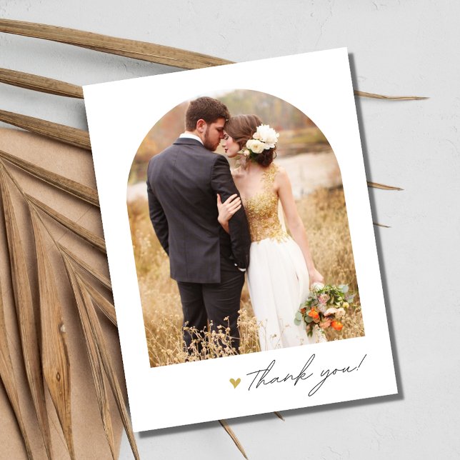 Postal Simples Cartão de Obrigado de Foto de Arco de Casa (Simple Script Arch Photo Wedding Thank You Postcard)