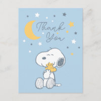 Snoopy & Woodstock Sobre a Lua Cartão de Agradecim