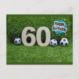 Postal Soccer 60º Cartão de aniversário com bola em verde