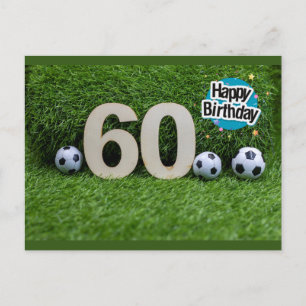 Postal Soccer 60º Cartão de aniversário com bola em verde