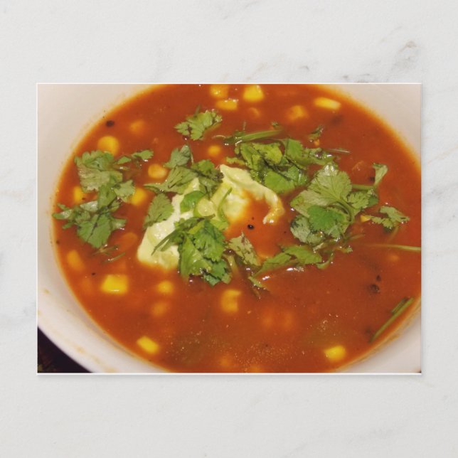 Postal Sopa com Cartão de Cilantro (Frente)