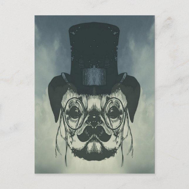 Postal Sr. Pug em um Cartão (Frente)