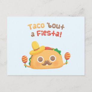 Postal Taco Bout A Fiesta Cute Comida Pun Humor Cartão
