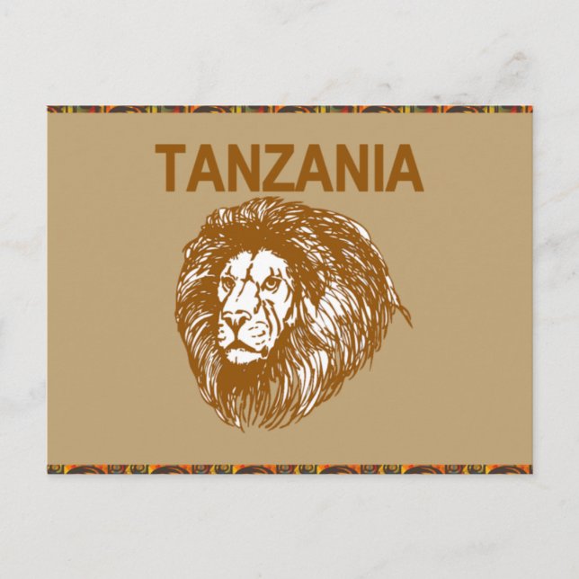 Postal Tanzânia com cartão do leão (Frente)