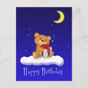 Postal Teddy Bear com presente - Feliz Cartão de Anivers