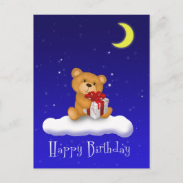 Postal Teddy Bear com presente - Feliz Cartão de Aniversá