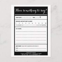 Postal tem algo a dizer cartão de comentário