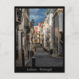 Postal Texto Personalizado Rua de Lisboa, Portugal Cartão
