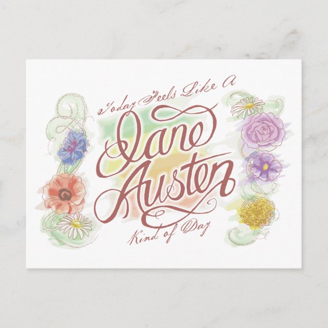 Postal Tipo de Jane Austen do cartão do dia (Frente)