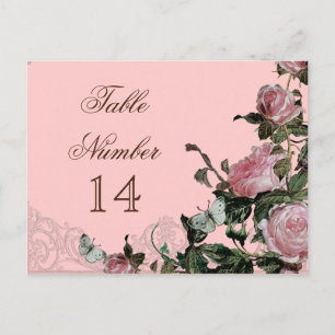 Postal Trellis Rosa Vintage - Cartão de Número da Tabel