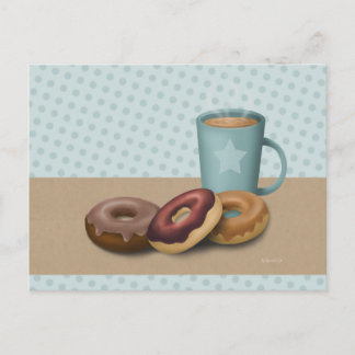 Postal Três donuts e um cartão de posto para café