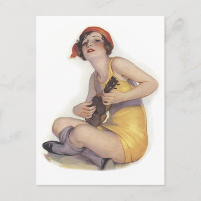 Postal Uke que joga o cartão do Flapper (Frente)