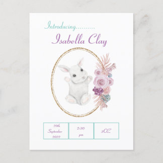 POSTAL UM CARTÃO DE ANÚNCIO DE NASCIMENTO PERSONALIZADO