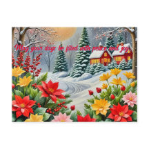 Um cartão de Natal de um jardim de flores vibrante