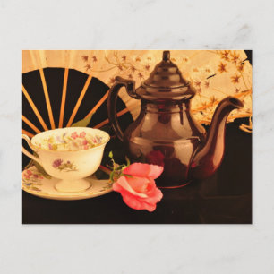 Postal Um Cartão De Posto De Hora Do Chá Antigo