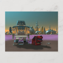 Postal Um robô e seu cartão do cão