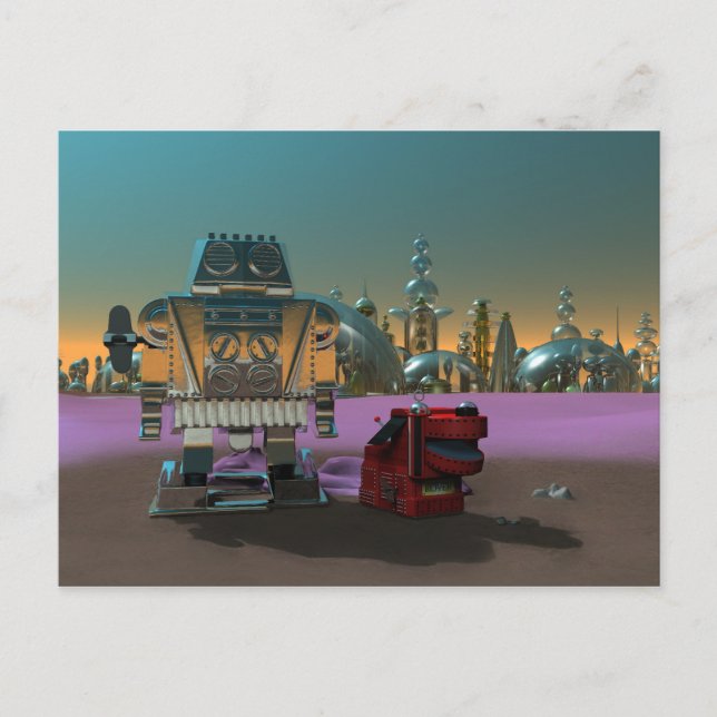 Postal Um robô e seu cartão do cão (Frente)