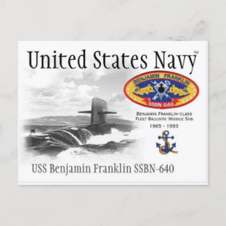 Postal USS BENJAMIN FRANKLIN SSBN- 640 SUB. - Cartão post