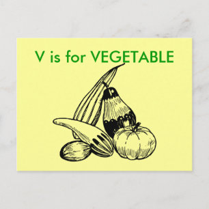 Postal "V" é para o Cartão de embrulho de Alfabeto Vegeta