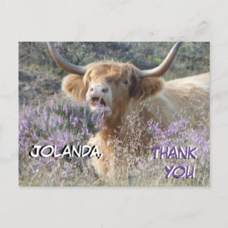 Postal Vaca Fofa de Perto Cartão de Agradecimento