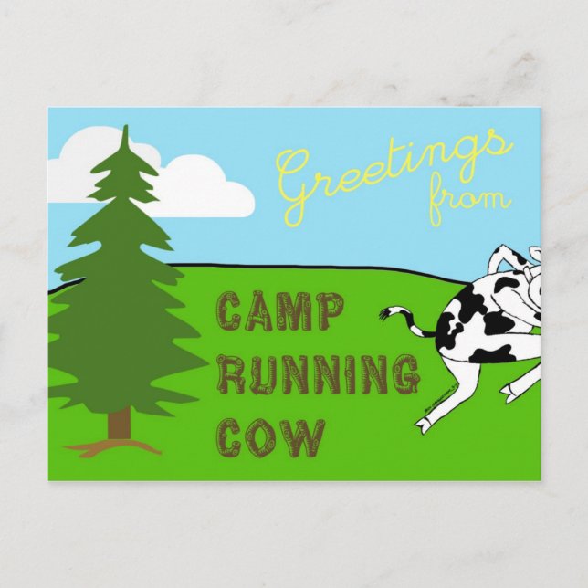 Postal Vaca Running do acampamento - cartão (Frente)