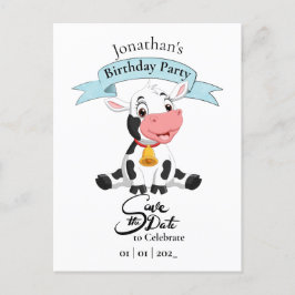 Postal Vaca Salva Data Feliz Aniversário Menino Cartão Po