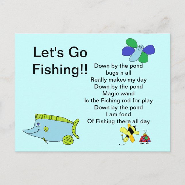 Postal Vamos Cartão de Pesca com Poema (Frente)