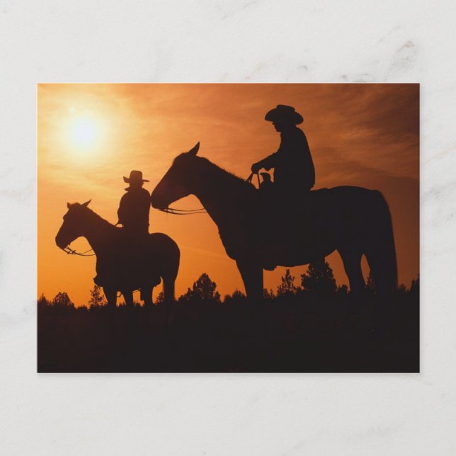 Postal vaqueiros no cartão dos cavalos (Frente)