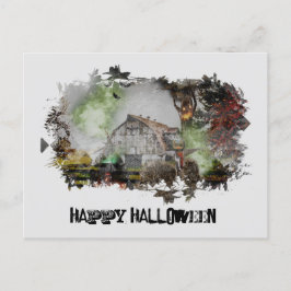 Postal *~* VELHO BARN SPOOKY BARN GHOST HALLOWEEN Cartão 