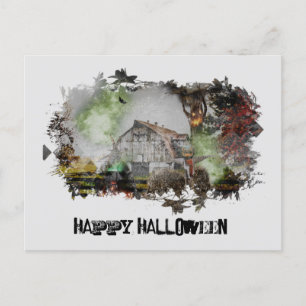 Postal *~* VELHO BARN SPOOKY BARN GHOST HALLOWEEN Cartão