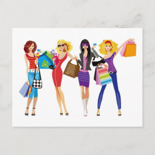 POSTAL VETORES DE GAROTAS COMPRADAS DE CARTÃO ESTILO FUN