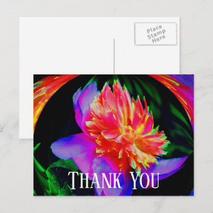 Postal Vibrante Peônia Floral Abstrata Cartão de Agradeci