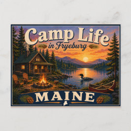 Postal Vida no Acampamento em Fryeburg Maine Cartão Posta