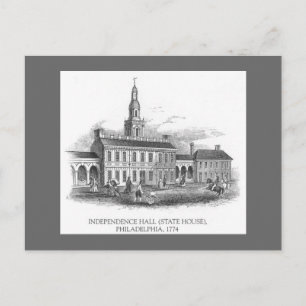 Postal Vintage 1774 Independence Hall Philly Pa. Cartão