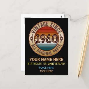 Postal Vintage Desde 1960 Todas as Peças Originais Cartão