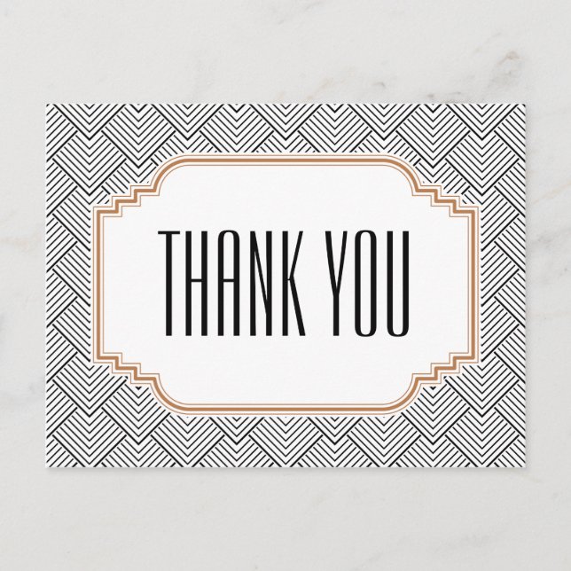 Postal Vintage Diamond Black & Copper Obrigado Cartão pos (Frente)