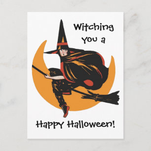 Postal Vintage Feliz Cartão de Halloween