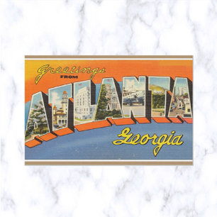 Postal Vintage - Letra Grande Atlanta Georgia - Cartão po
