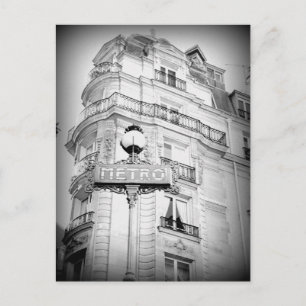 Postal Vintage Style Cartão de Posto Paris, Sinal Metro