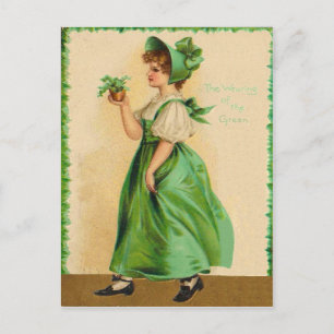 Postal Vintage Usando o Verde Cartão do Dia de São Patríc
