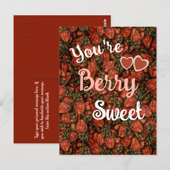 Postal Você é Berry Sweet - Cartão de Morango (Frente/Verso)