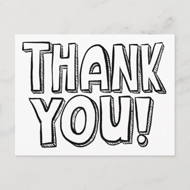 Postal Você Pinta um Fun Cartão de Agradecimento com Letr (Frente)