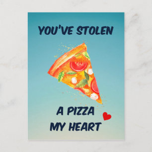 Postal Você roubou uma pizza meu coração   Cartão Sau