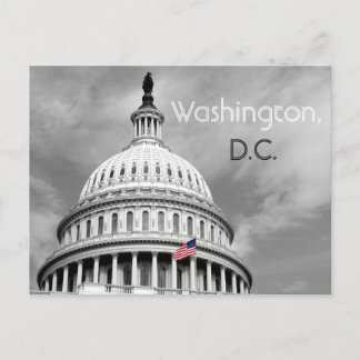 Postal Washington, cartão preto e branco da bandeira da