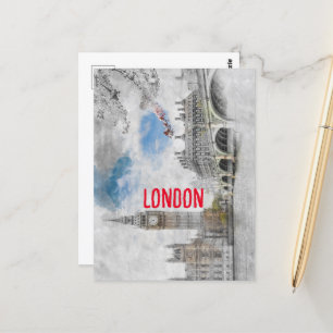 Postal Watercolor Big Ben London Reino Unido Cartão posta