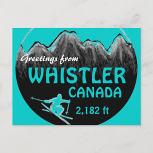 Postal Whistler Canada teal saudações de esqui cartão pos